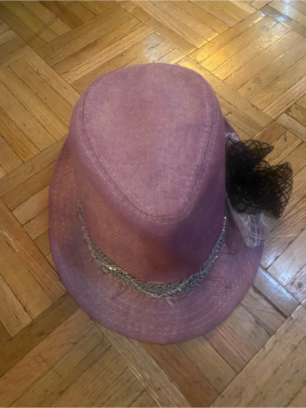 Women's Pink Fedora Hat with Decorative one of a kind.